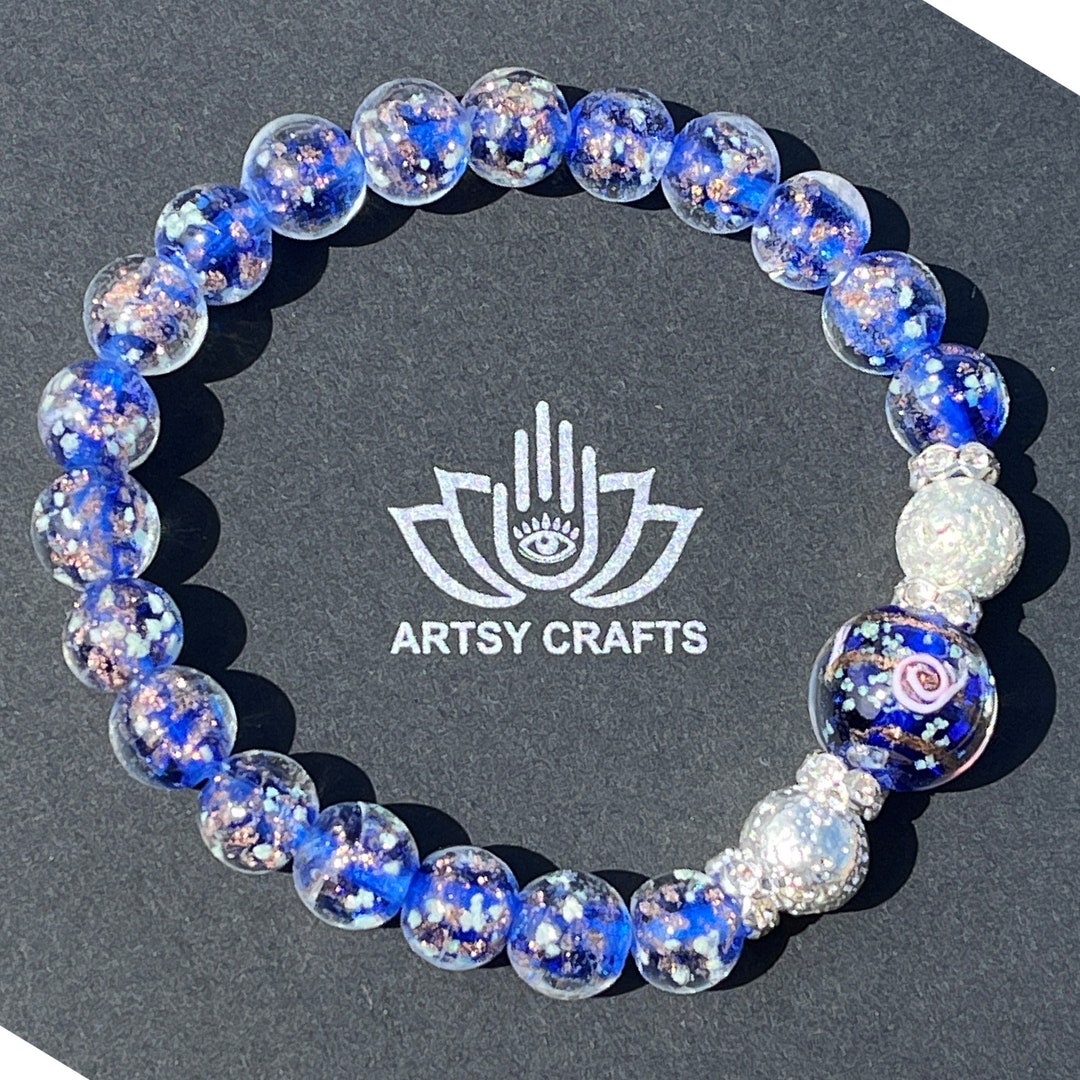 Glow in the Dark Sapphire Firefly Beads Bracelet Healing Etsy