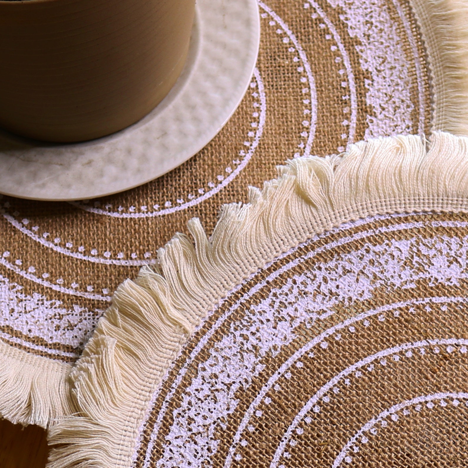 Set of 4 Round Burlap Placemats 15 Boho Placemats with Etsy