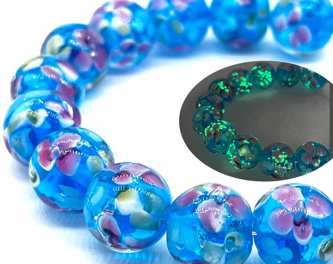 STOBOK 40Pcs 12mm Glow In The Dark Glass Beads - Round Loose Spacer Beads For DIY Jewelry Making