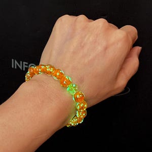 Glow in The Dark Firefly Beads Bracelets, Orange Murano Glass Beaded Bracelet, Healing Crystals Anti Anxiety Trendy for Women Girls