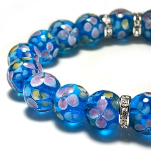ARTSY CRAFTS 20 Pcs 12mm Handmade Flower Glass Beads, European Murano Beads, Lampwork Crystal Beads for Jewelry Making