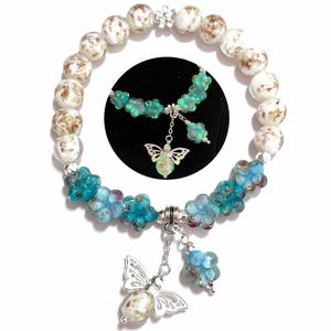 Glow in the Dark Firefly Beads Bracelet - Butterfly Flower Charm Bracelets, Inspirational Bracelets Unique Meaningful Birthday Gifts