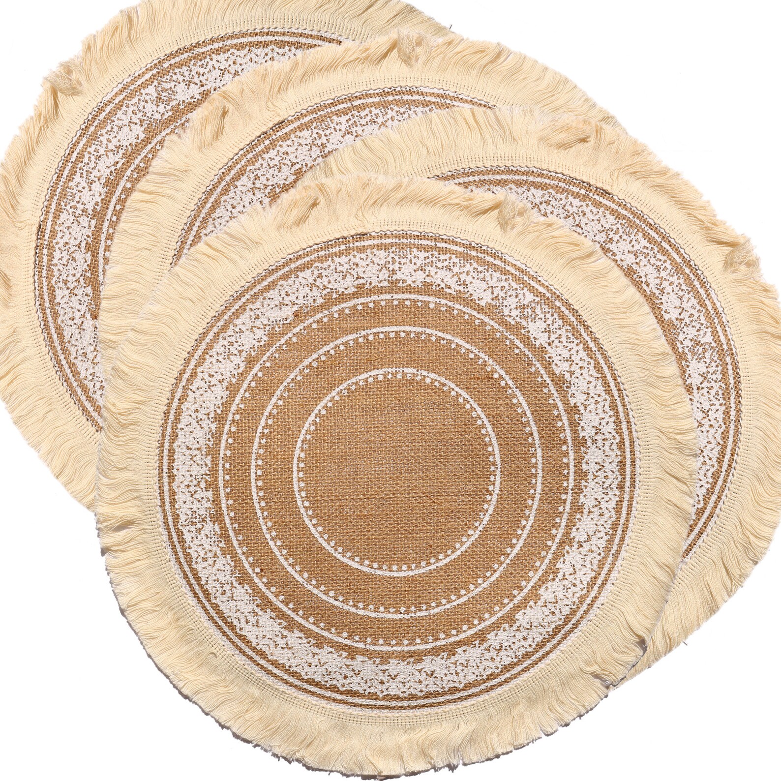 Set of 4 Round Burlap Placemats 15 Boho Placemats with Etsy