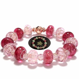 Donut Shape Glow in The Dark Firefly Beads Bracelet, Handmade in USA, Luminous Murano Glass Beads Jewelry Mermaid Crystal Inspirational Gift