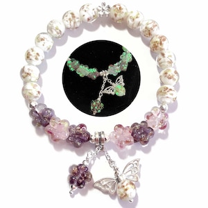 Glow in the Dark Firefly Beads Bracelet - Butterfly Flower Charm Bracelets, Inspirational Bracelets Unique Meaningful Birthday Gifts