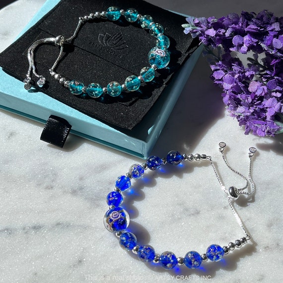 Red Glow in the Dark Firefly Beads Bracelets, Murano Glass Beads