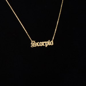14K Gold Scorpio Necklace/ Zodiac Necklace/ Astrology Necklace/ Celestial Necklace