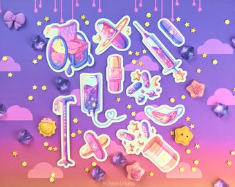 Chronic Illness Outer Space Sticker Set | Disabled Medical Spoonie Wheelchair Cane Hospital Mask Medication Dreamy Kawaii Aesthetic