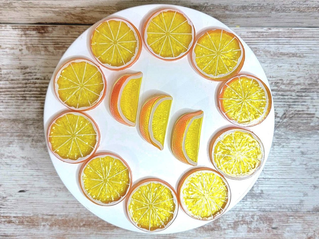 Set of Three Faux Orange Slices or Wedges for Farmhouse Decor, Fake