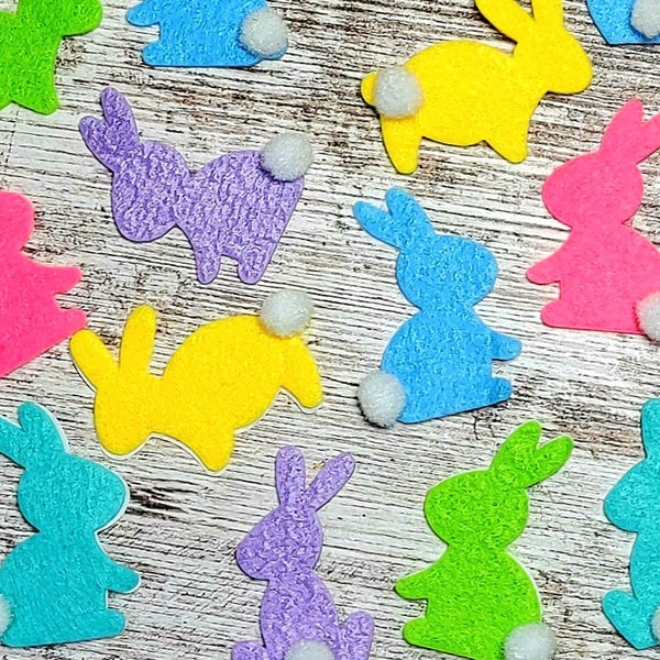 Felt Easter Bunny Butt Stickers/ Patches/Appliqués with Pom Pom Tail for DIY Crafts, Hair Bows, Scrapbooking, and Handmade Tiered Tray Decor