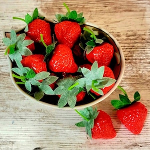 Resin Faux Strawberries for DIY Crafts, Farmhouse Decor, Tiered Trays, and 180D Hot Chocolate Mugs