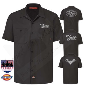 Black Victory Motorcycles Mechanix Work Shirt with SILVER REFELTIVE