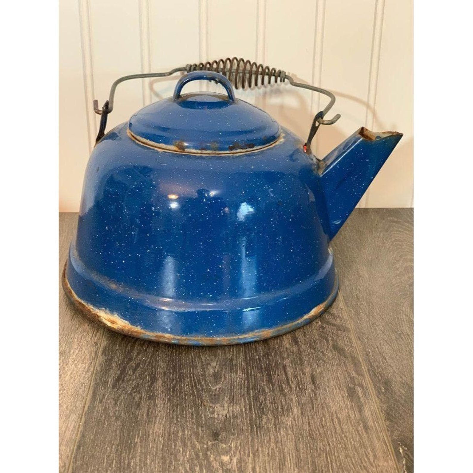 Blue Enamel Teapot Etsy