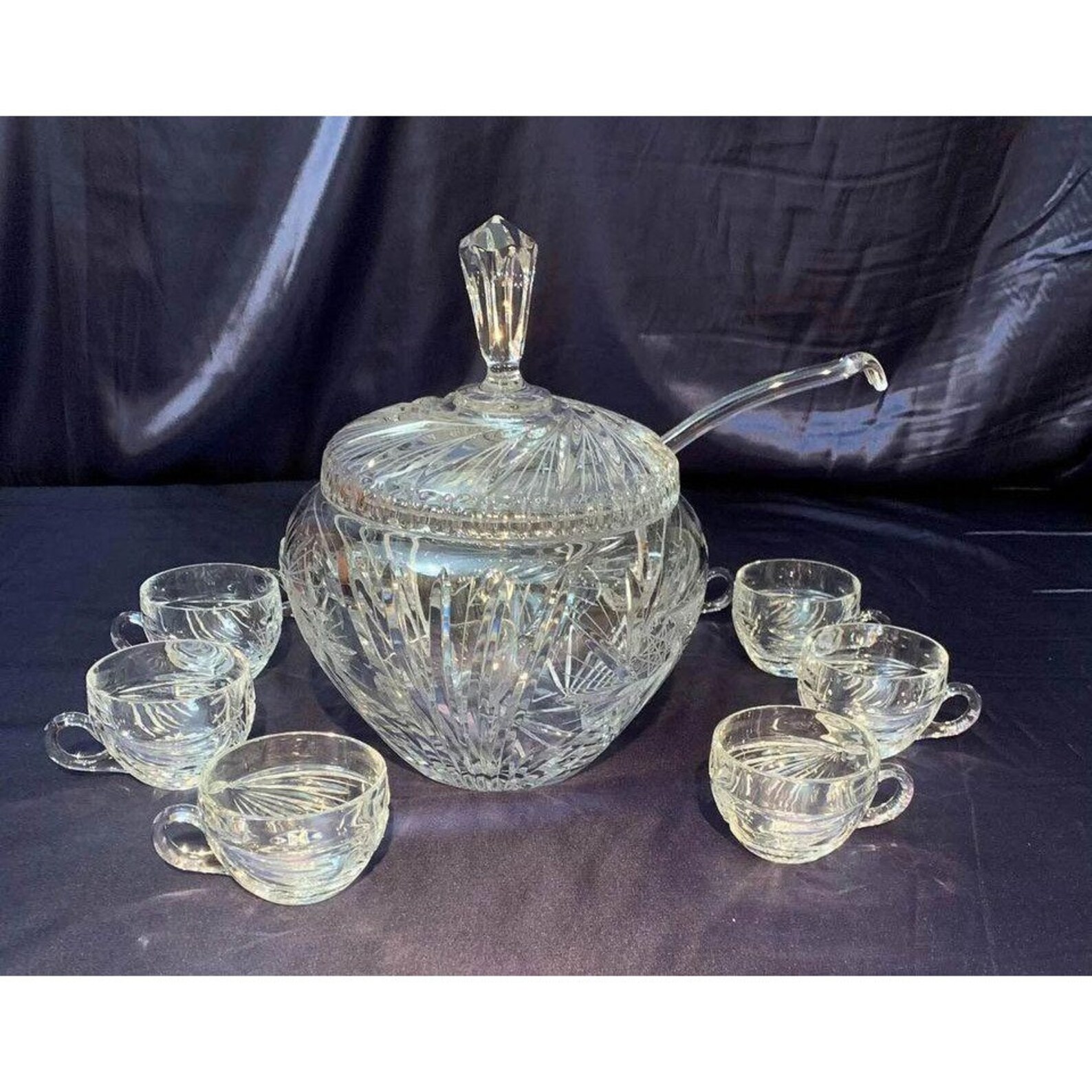 Vintage Lead Crystal Punch Bowl Etsy