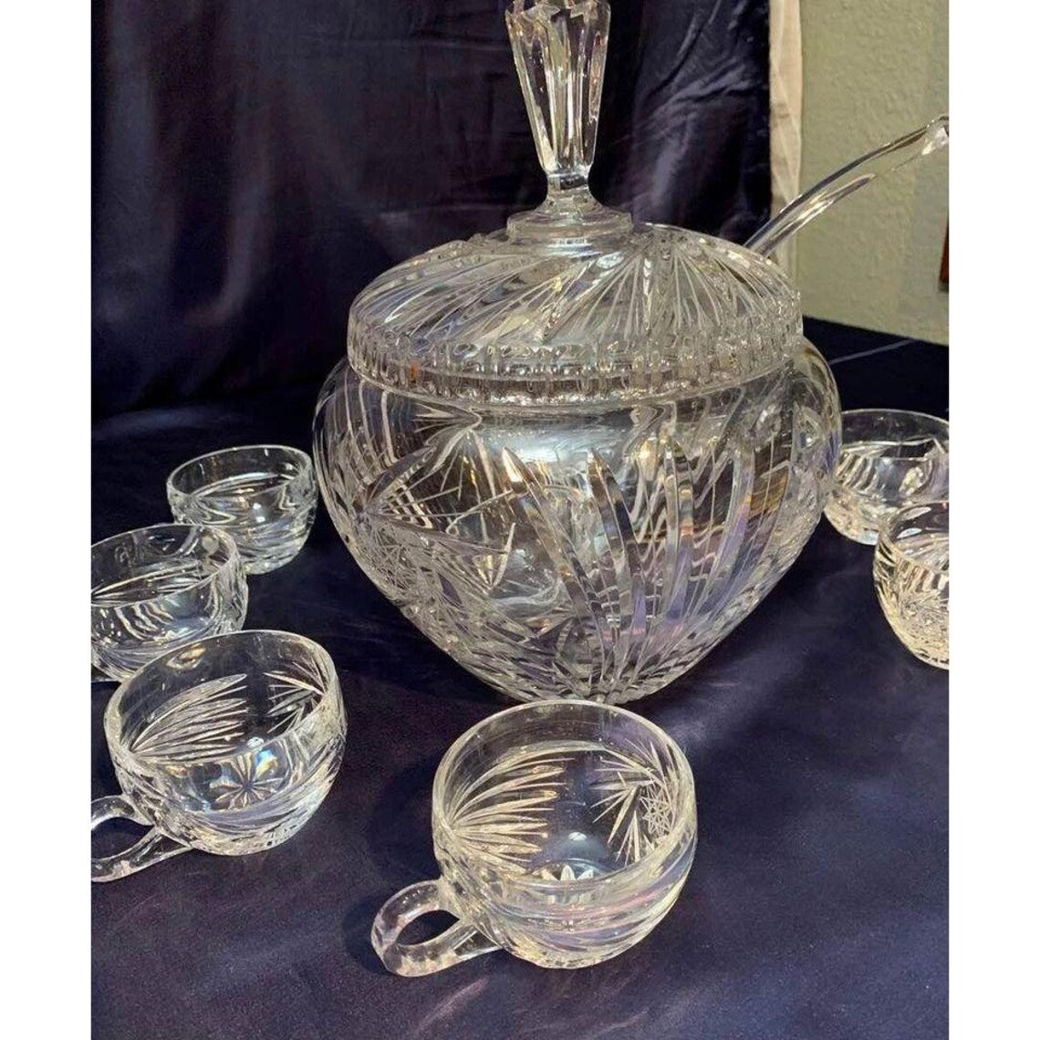 Vintage Lead Crystal Punch Bowl Etsy