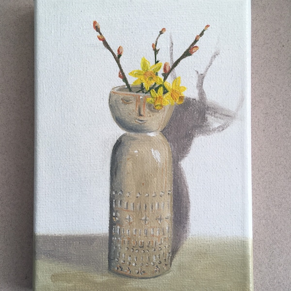 Narcissi and Willow original oil painting on canvas