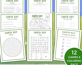 Earth Day Activity Bundle: Games, Word Search, Maze, Activity Sheets, Earth Day, Coloring, Scavenger Hunt, Word Search (US LETTER) Printable