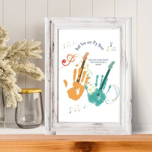Música imprimible para el Día del Padre/Recuerdo de huellas de manos para niños/Recursos para maestros y padres/Manualidades para niños de preescolar y jardín de infantes/US LETTER