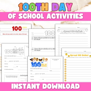 100th Day of School Activity Bundle/100 Days Classroom Party/Happy 100 Day Student Certificate/Printable 100th Day Of School Award