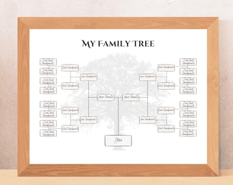 Árvore genealógica imprimível, modelo de genealogia (download instantâneo)