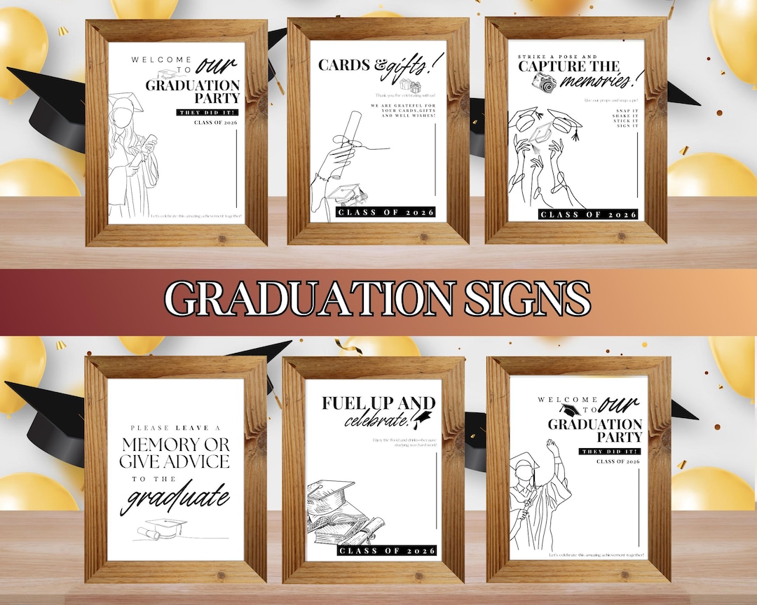 Graduation Mini Sign Modern Graduation Sign Bundle, Printable Graduation Signs, Graduation ...