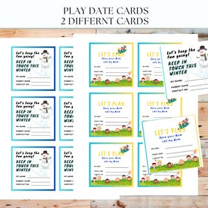 Play Date Visitenkarten/2 verschiedene Stile von Karten/Keep in Touch Kontakt Karte/Kinder Visitenkarten/Letzter Schultag/druckbare Visitenkarte