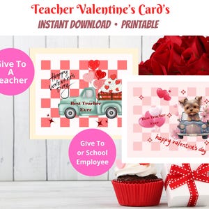 Teacher Valentines Printable, Valentine&#39;s Day Appreciation, Valentine Gift Tag for Teachers, School Employee Valentine