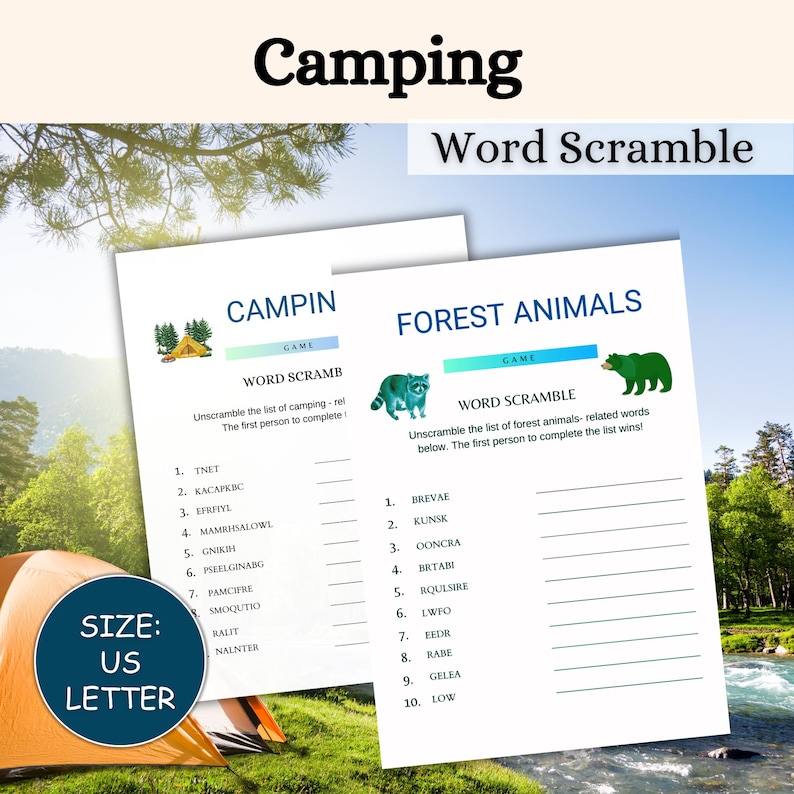 Camping Word Scramble Printable Game/camping Activities for Kids ...