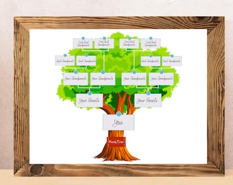 Family Tree Chart: Genealogy & Ancestry Organizer, Family Tree Template 4 Generation, Printable for Family Reunion Gifts, Pedigree Chart