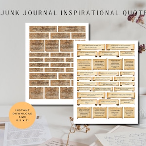 Inspirational Quotes for Junk Journals: Printable Embellishments (Digital Download)