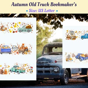 Rustic Old Truck Bookmaker Bundle-Autumn pumpkin's-Farm Truck's- Bookmarker's-Farm House-Bookmarker Set-Antique Vehicle-Paper Craft