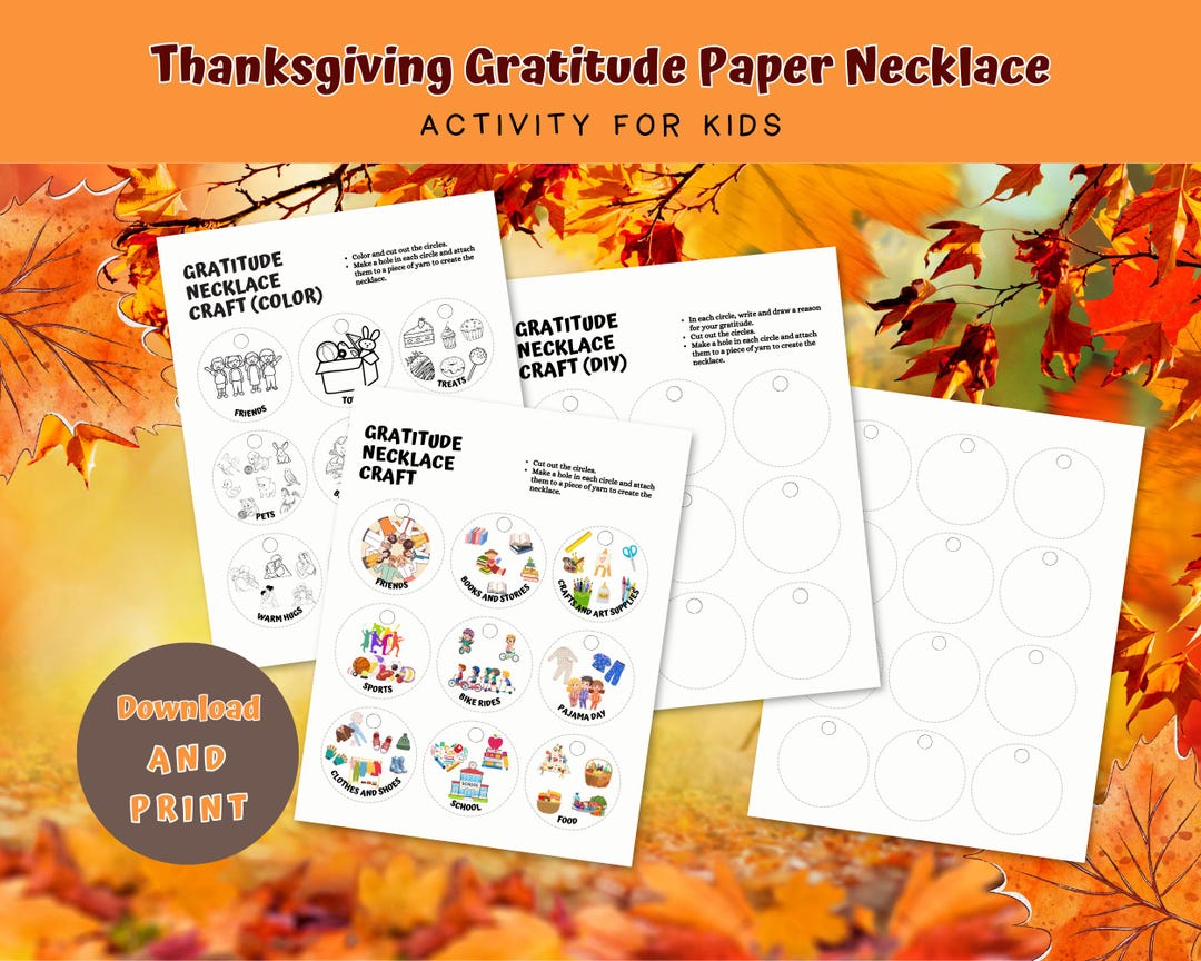 Thanksgiving Gratitude Paper Necklace Craft: Kid's DIY Activity