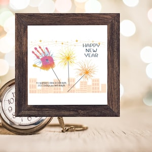 2025 Neujahr Handabdruck Handwerk: Gedicht Andenken, DIY Art