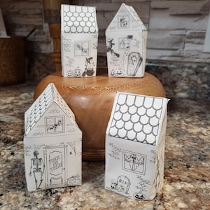 Gruseliges Halloween Papierhaus Basteln: Kinder Malaktivität (Druckvorlage)