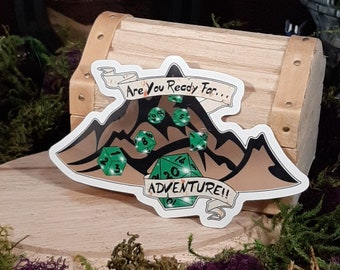 Dungeons & Dragons Vinyl Sticker, Are you ready for adventure? Green
