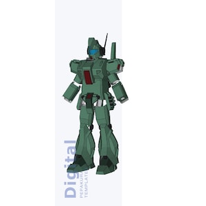 Pu&ograve; includere: Illustrazione digitale di un robot verde con un design dettagliato. Il robot ha un pannello rosso rettangolare sul petto e una visiera blu. La parola "Digital" &egrave; stampata verticalmente in blu a sinistra, con "PEPAKURA TEMPLATE" sotto.