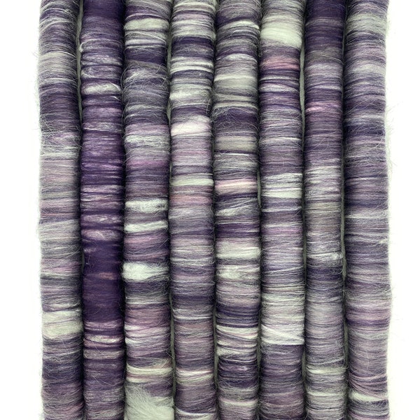 Angora Rolag Set for Spinning, Yarn, Purple/Black