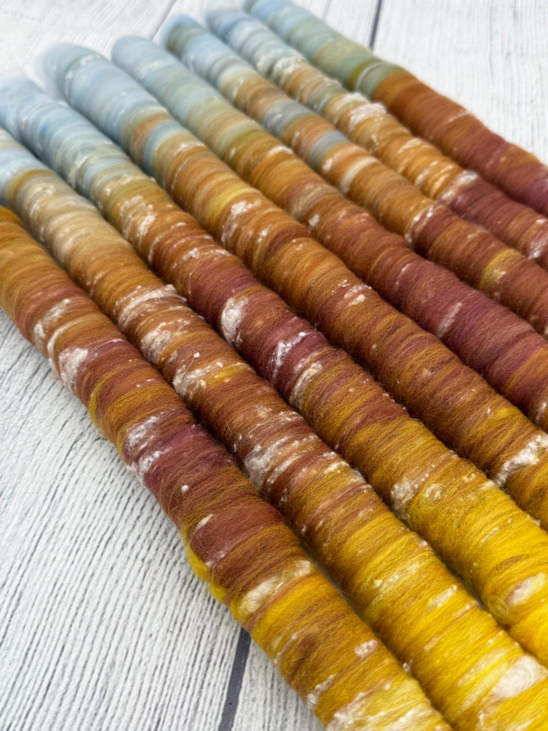 Rolag Set for Spinning, Yarn, Yellow/red/bronze/light Blue - Etsy