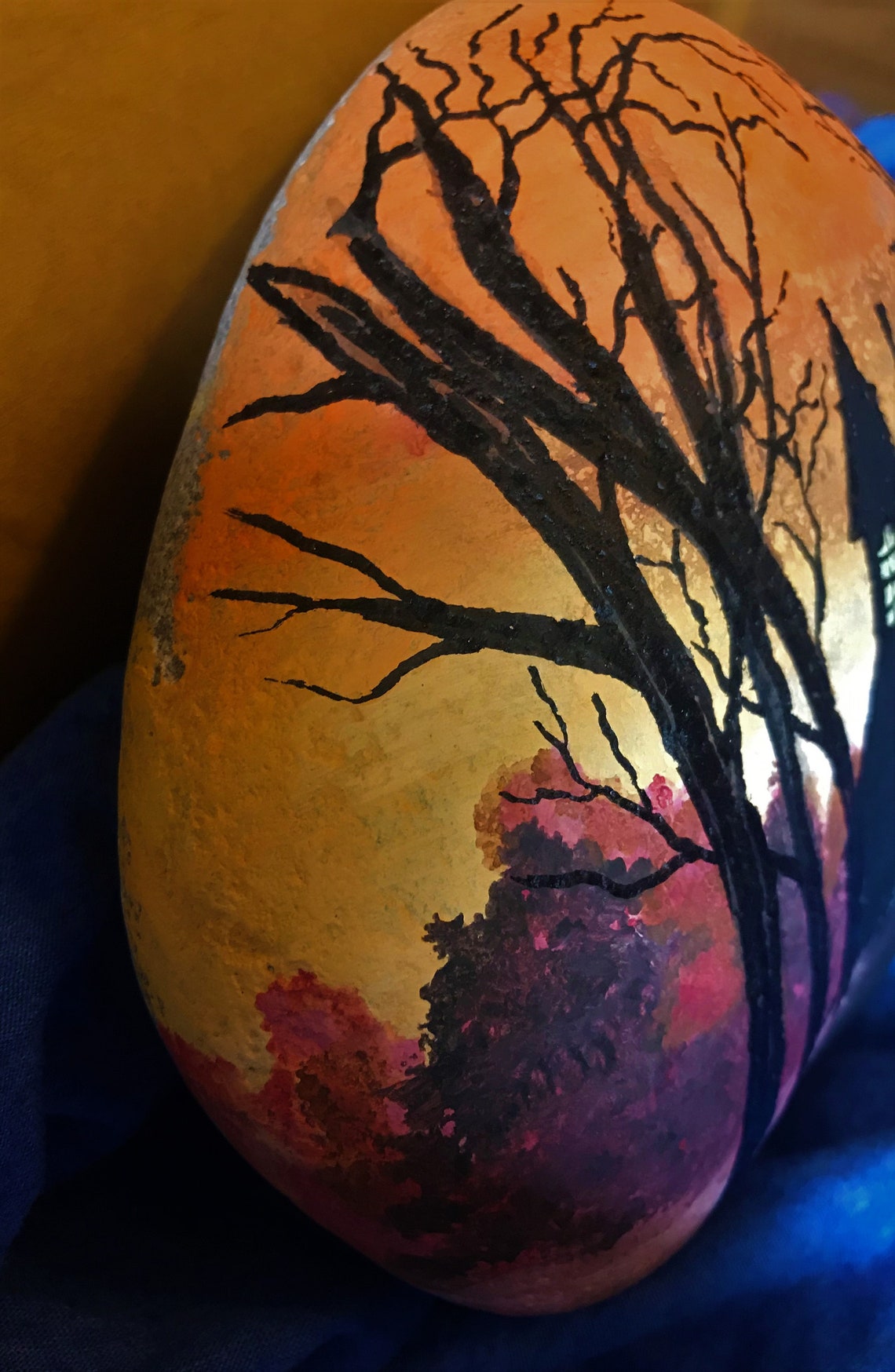 Spooky Halloween Haunted House Rock Painting Acrylic Rock Etsy