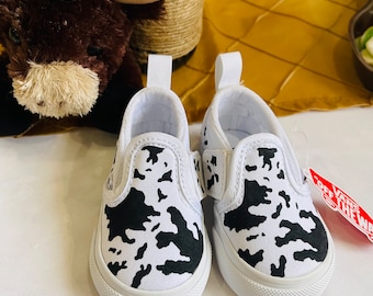 Kids/Baby Custom Hand-painted Cow Print Vans