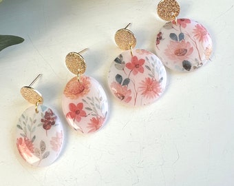 Translucent floral earrings | polymer clay earrings | dangle earrings