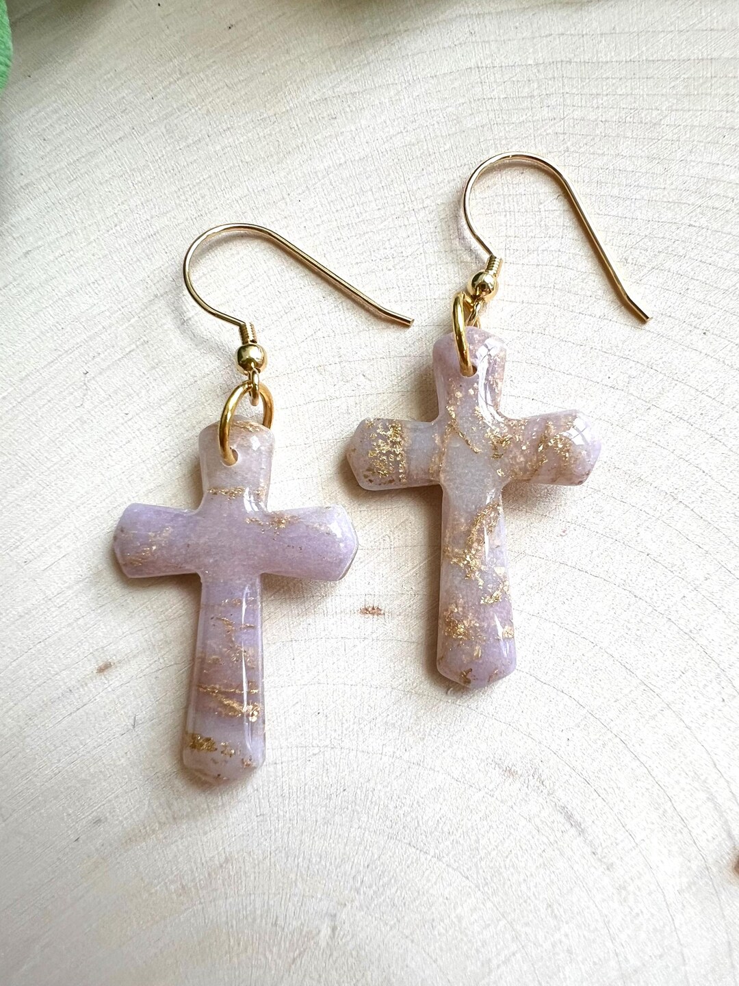 Pretty Translucent Crosses Marbled Translucent Polymer Clay Cross Dangle Earrings Handmade Jewelry ...