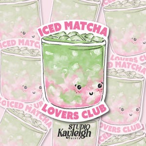 Iced Matcha Lovers Club Sticker - Kawaii Iced Matcha Vinyl Decal - Cute Drink Sticker for Laptop, Kindle & Tablet