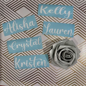 Name Decals, Champagne Glass Decals, Label Decals, Name Tag, Name Sticker, Decal Sticker, Name Stickers, Vinyl Name Decals, Custom Gift