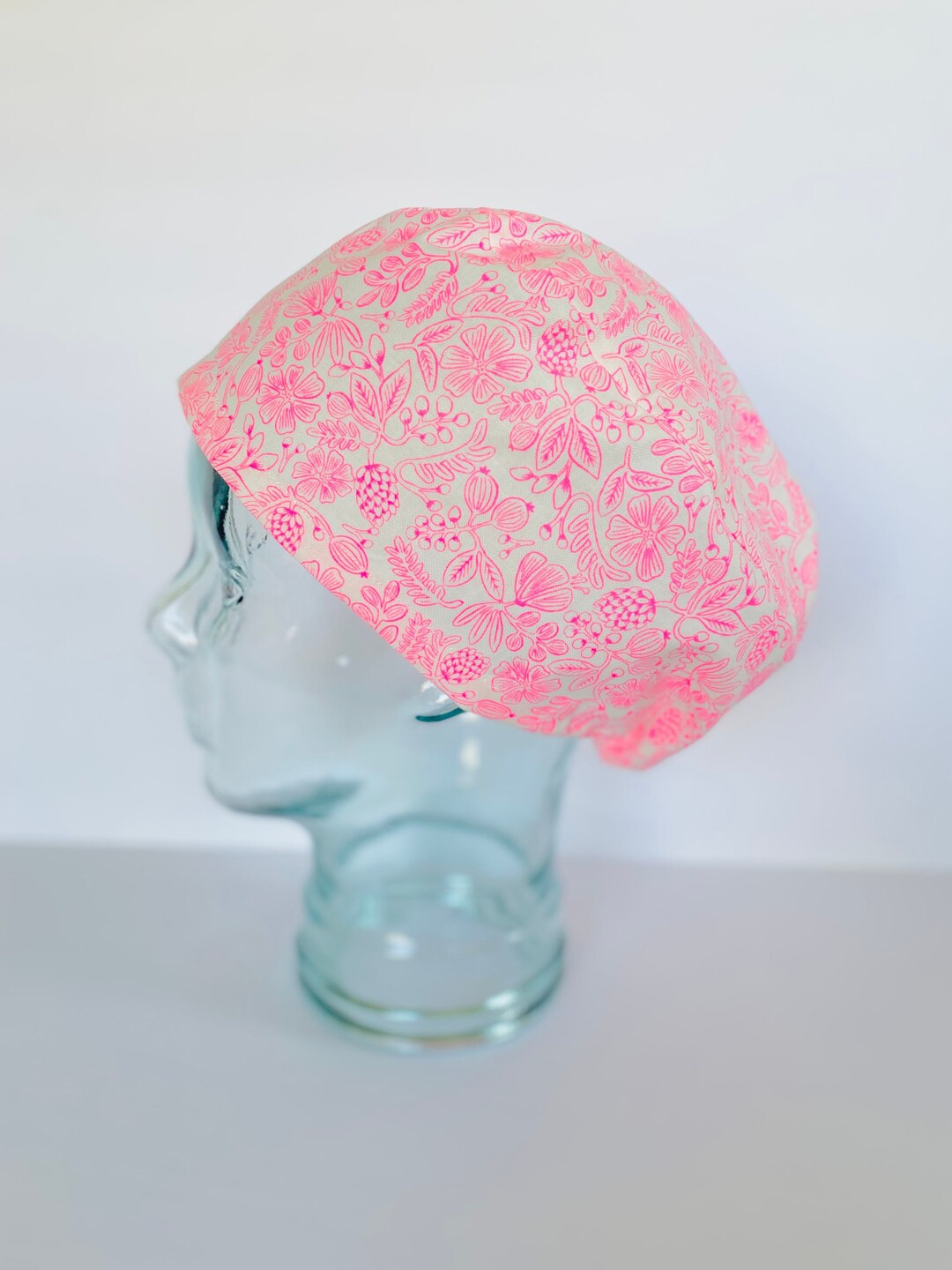 Rifle Paper Co Moxie Floral on Pink Euro Style Adjustable Scrub Cap or ...