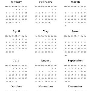 Druckbarer Jahreskalender 2025