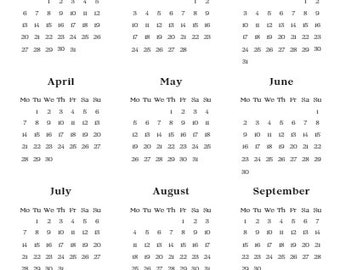 Printable 2025 Year View Calendar