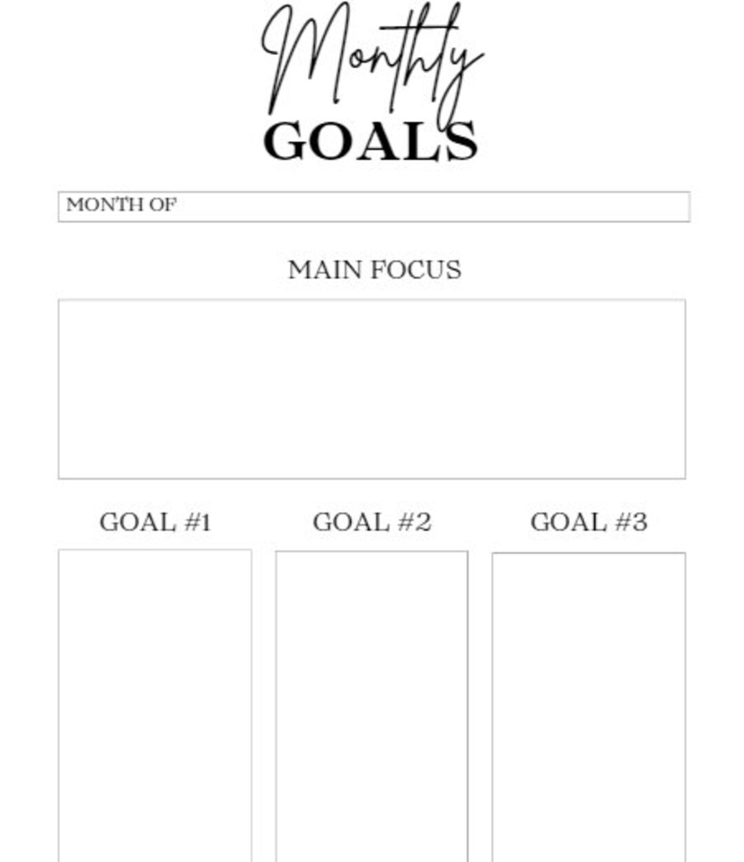 Printable Month Goal Planner - Etsy