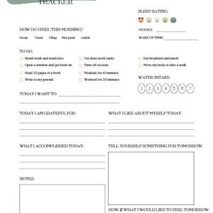 Printable Mental Health Tracker