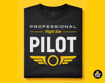 Camiseta de piloto profesional de simulador de vuelo, camiseta de gamer de simulador de vuelo, regalo de aviación, camiseta de piloto virtual, camiseta de equipo de simulador